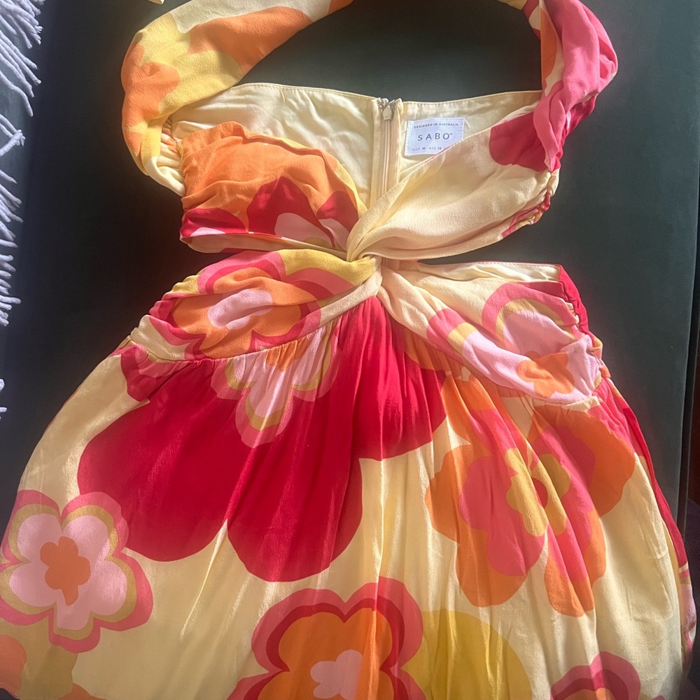 Sabo Skirt Red and Yellow Floral Mini Dress - Picture 3 of 4